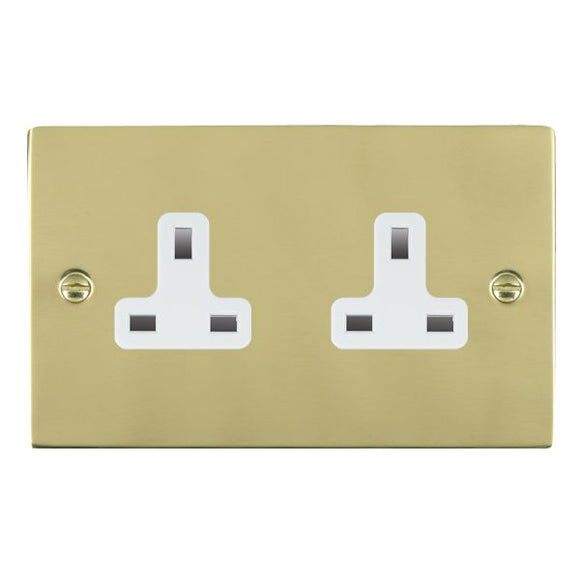 Hamilton 81US99W Sheer Polished Brass 2 gang 13A Unswitched Socket White Insert