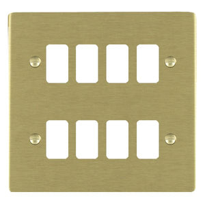 Hamilton 828GP Sheer Grid-IT Satin Brass 8 Gang Grid Fix Aperture Plate with Grid Insert