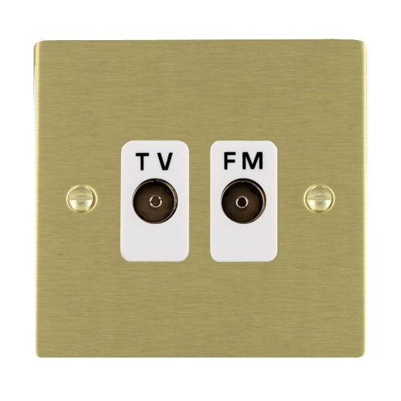 Hamilton 82TVFMW Sheer Satin Brass Isolated TV/FM Diplexer 1in/2out White Insert