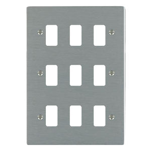Hamilton 849GP Sheer Grid-IT Satin Steel 9 Gang Grid Fix Aperture Plate with Grid Insert