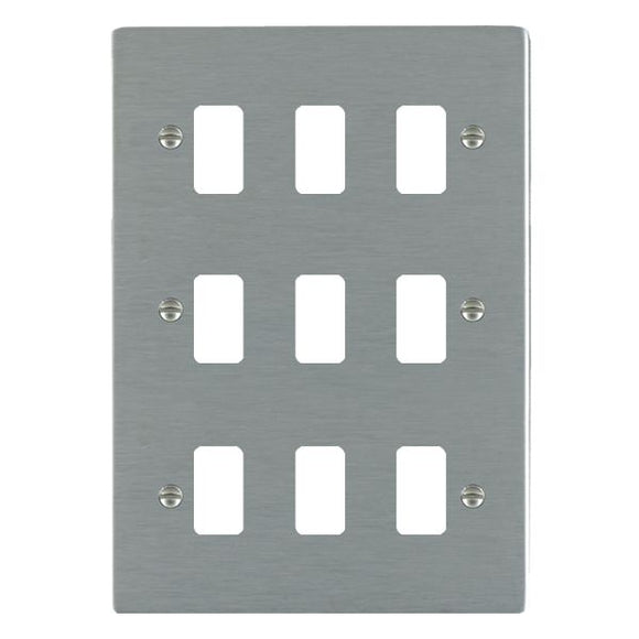 Hamilton 849GP Sheer Grid-IT Satin Steel 9 Gang Grid Fix Aperture Plate with Grid Insert