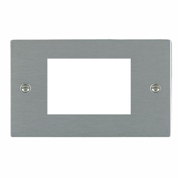 Hamilton 84EURO3 Sheer EuroFix Satin Steel Double Plate complete with 3 EuroFix Apertures 75x50mm and Grid Insert