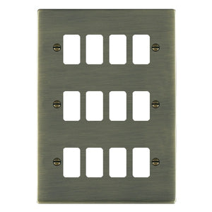 Hamilton 8912GP Sheer Grid-IT Antique Brass 12 Gang Grid Fix Aperture Plate with Grid Insert
