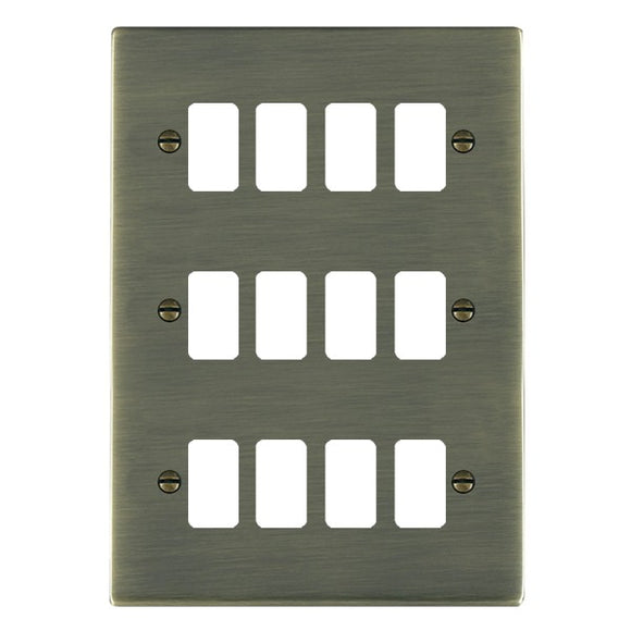 Hamilton 8912GP Sheer Grid-IT Antique Brass 12 Gang Grid Fix Aperture Plate with Grid Insert