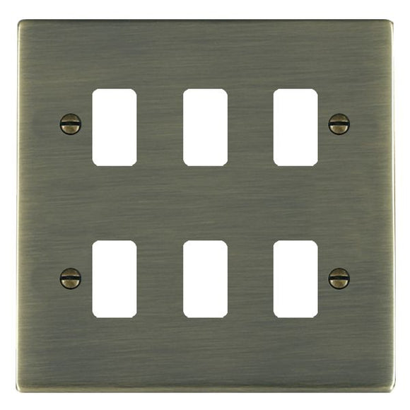 Hamilton 896GP Sheer Grid-IT Antique Brass 6 Gang Grid Fix Aperture Plate with Grid Insert