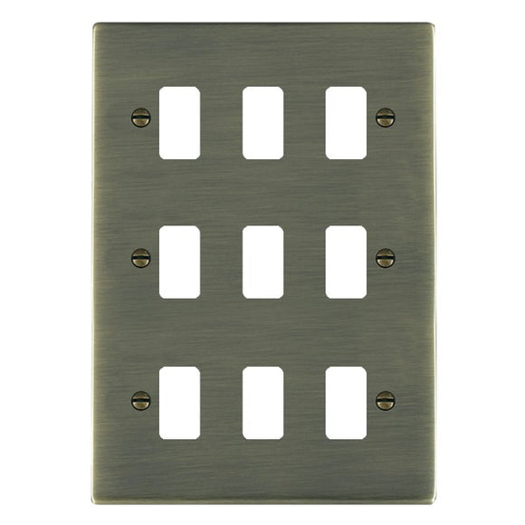 Hamilton 899GP Sheer Grid-IT Antique Brass 9 Gang Grid Fix Aperture Plate with Grid Insert