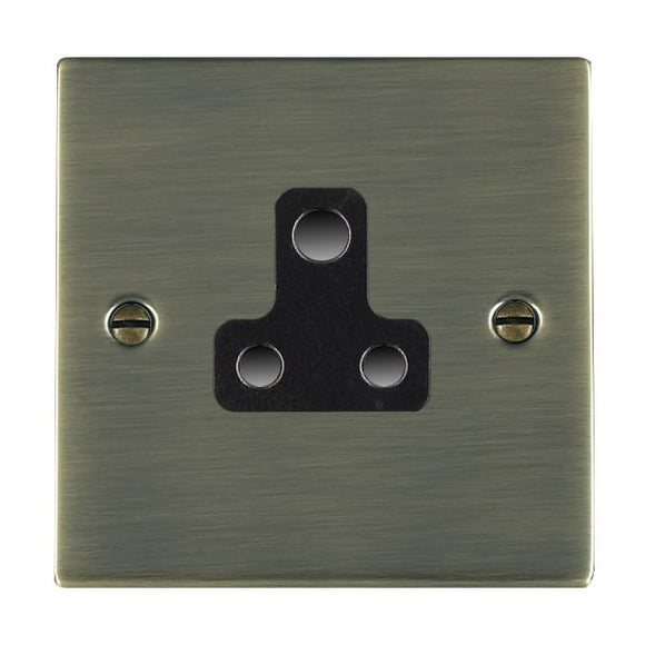 Hamilton 89US5B Sheer Antique Brass 1 gang 5A Unswitched Socket Black Insert
