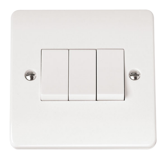 Click® Scolmore Mode® Accessories CMA013 10AX 3 Gang 2 Way Plate Switch Polar White N/A Insert