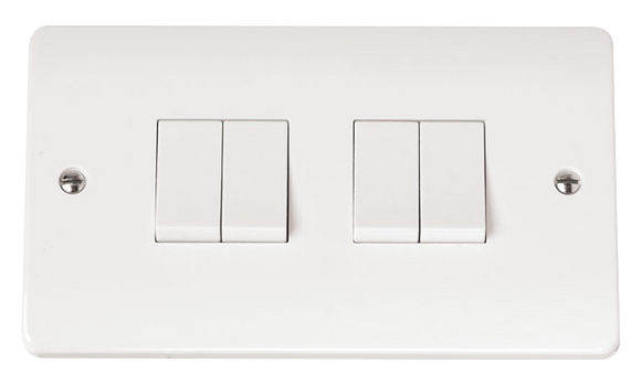 Click® Scolmore Mode® Accessories CMA019 10AX 4 Gang 2 Way Plate Switch Polar White N/A Insert