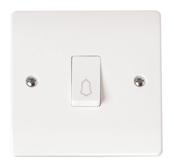 Click® Scolmore Mode® Accessories CMA027 10AX 1 Gang 1 Way Retractive ‚¬˜Bell‚¬„¢ Switch  Polar White N/A Insert