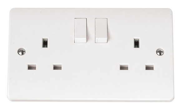Click® Scolmore Mode® Accessories CMA037 13A 2 Gang DP Switched Clean Earth Socket Polar White N/A Insert