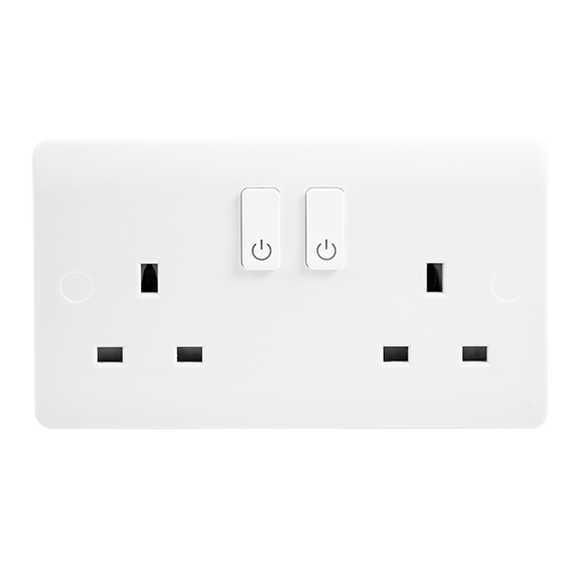 Click® Scolmore Click Smart+ CMA30036 13A 2 Gang Zigbee Smart Switched Socket Outlet Polar White  Insert