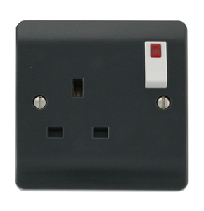 Click® Scolmore Mode Part M™ CMA835AG 13A 1 Gang DP Switched Socket With Neon Anthracite Grey  Insert