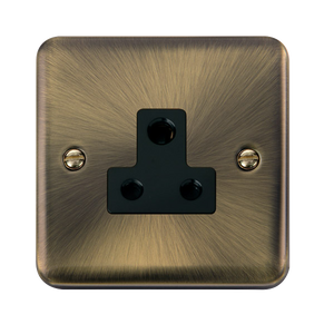 Click® Scolmore Deco Plus® DPAB038BK 5A Round Pin Socket  Antique Brass Black Insert