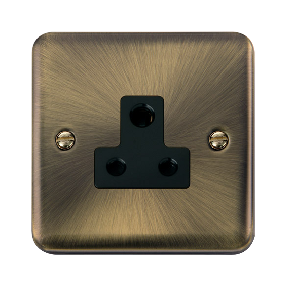 Click® Scolmore Deco Plus® DPAB038BK 5A Round Pin Socket  Antique Brass Black Insert