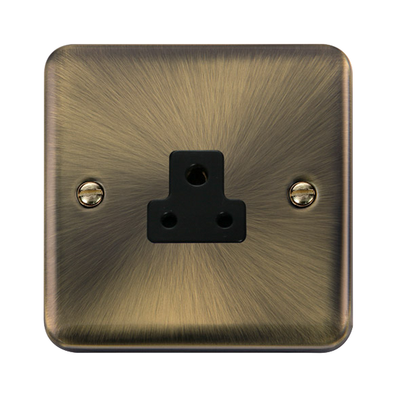 Click® Scolmore Deco Plus® DPAB039BK 2A Round Pin Socket  Antique Brass Black Insert