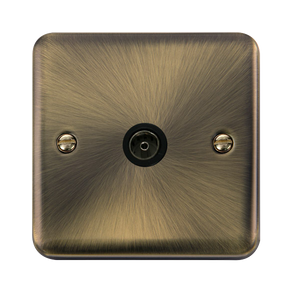 Click® Scolmore Deco Plus® DPAB065BK Single Coaxial Outlet  Antique Brass Black Insert