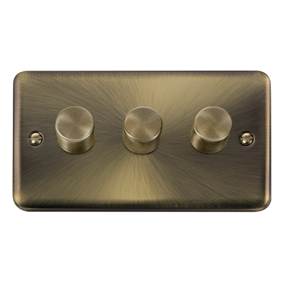 Click® Scolmore Deco Plus® DPAB153 3 Gang 2 Way 400Va Dimmer Switch Antique Brass  Insert