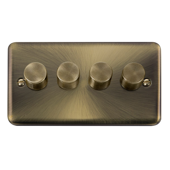 Click® Scolmore Deco Plus® DPAB154 4 Gang 2 Way 400Va Dimmer Switch Antique Brass  Insert
