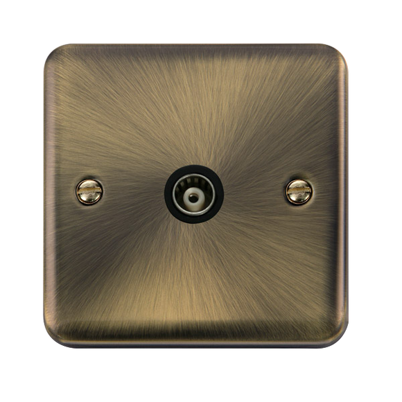 Click® Scolmore Deco Plus® DPAB158BK Single Isolated Coaxial Outlet  Antique Brass Black Insert