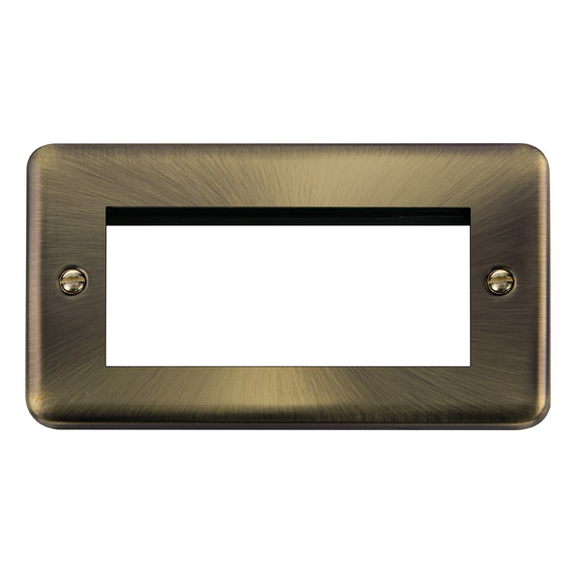 Click® Scolmore Deco Plus® DPAB312 2 Gang New Media™ Unfurnished Plate - 4 Apertures Antique Brass  Insert