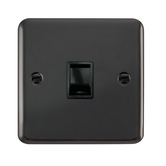 Click® Scolmore Deco Plus® DPBN115BK Single RJ11 (Irish/US) Outlet  Black Nickel Black Insert