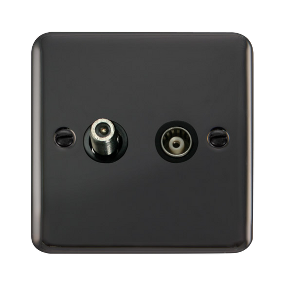 Click® Scolmore Deco Plus® DPBN157BK Isolated Satellite & Isolated Coaxial Outlet Black Nickel Black Insert