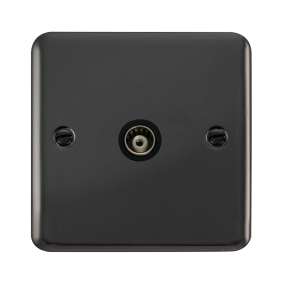 Click® Scolmore Deco Plus® DPBN158BK Single Isolated Coaxial Outlet  Black Nickel Black Insert