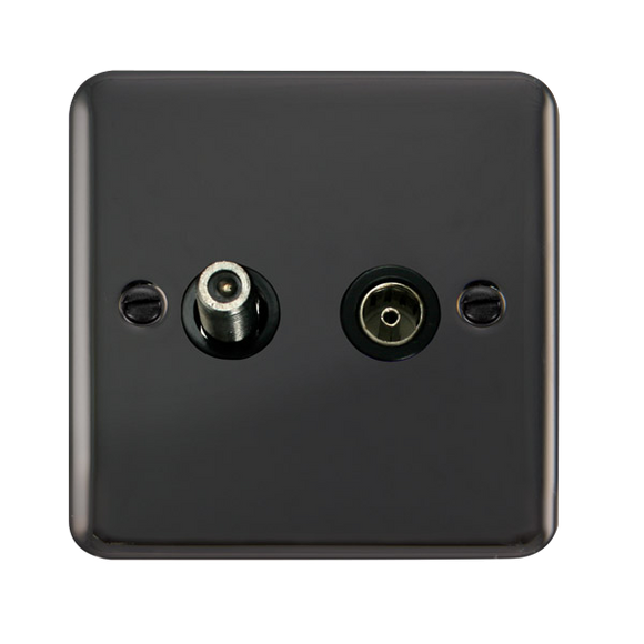 Click® Scolmore Deco Plus® DPBN170BK Non-isolated Satellite & Non-isolated Coaxial Outlet  Black Nickel Black Insert