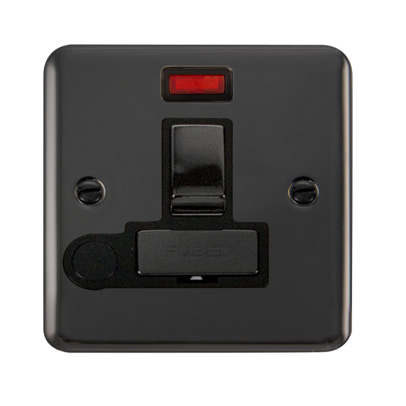 Click® Scolmore Deco Plus® DPBN552BK 13A Ingot DP Switched Fused Connection Unit With Neon Black Nickel Black Insert