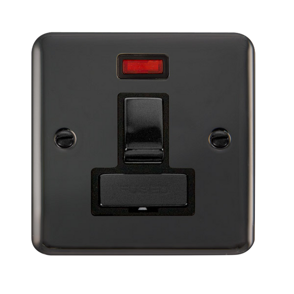 Click® Scolmore Deco Plus® DPBN752BK 13A Ingot DP Switched Fused Connection Unit With Neon Black Nickel Black Insert