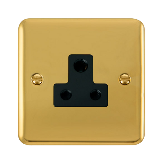 Click® Scolmore Deco Plus® DPBR038BK 5A Round Pin Socket  Polished Brass Black Insert