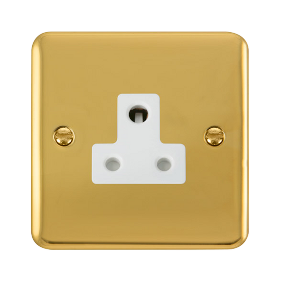 Click® Scolmore Deco Plus® DPBR038WH 5A Round Pin Socket  Polished Brass White Insert