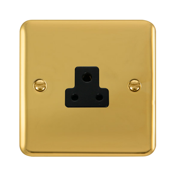 Click® Scolmore Deco Plus® DPBR039BK 2A Round Pin Socket  Polished Brass Black Insert