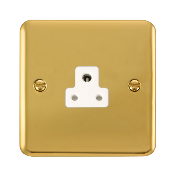 Click® Scolmore Deco Plus® DPBR039WH 2A Round Pin Socket  Polished Brass White Insert