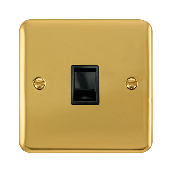 Click® Scolmore Deco Plus® DPBR115BK Single RJ11 (Irish/US) Outlet  Polished Brass Black Insert