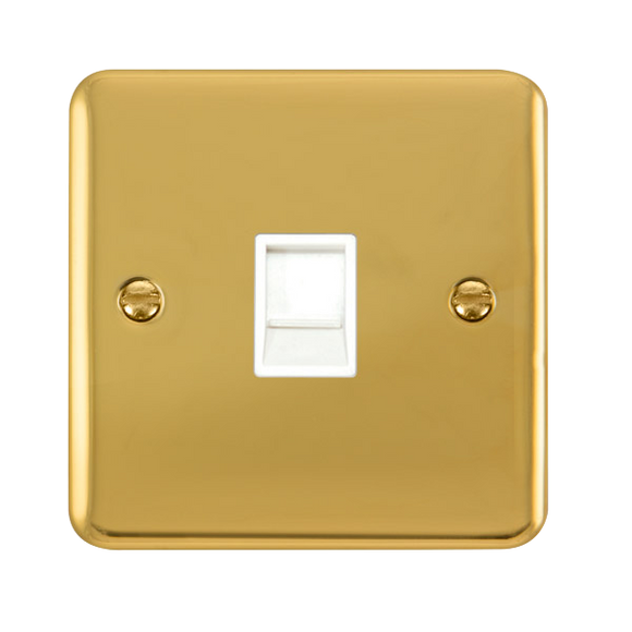 Click® Scolmore Deco Plus® DPBR115WH Single RJ11 (Irish/US) Outlet Polished Brass White Insert