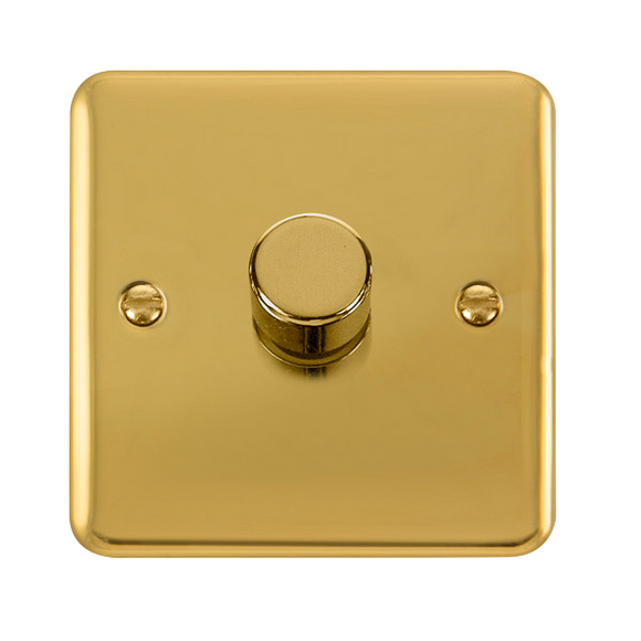 Click® Scolmore Deco Plus® DPBR140 1 Gang 2 Way 400Va Dimmer Switch Polished Brass  Insert
