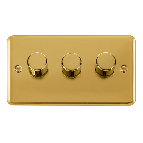 Click® Scolmore Deco Plus® DPBR153 3 Gang 2 Way 400Va Dimmer Switch Polished Brass  Insert