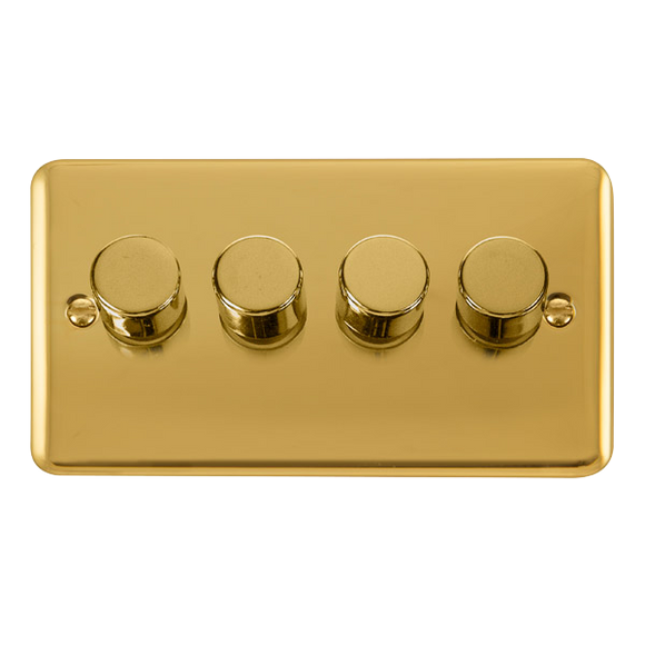 Click® Scolmore Deco Plus® DPBR154 4 Gang 2 Way 400Va Dimmer Switch Polished Brass  Insert