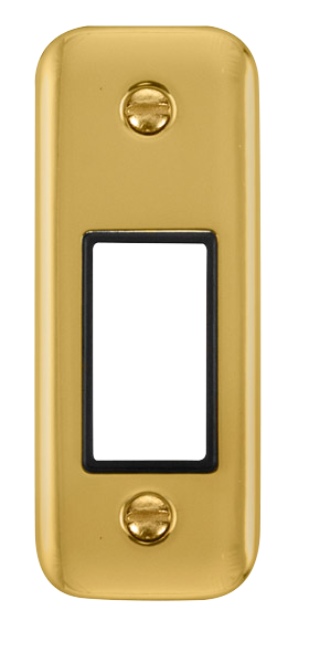 Click® Scolmore Deco Plus® DPBR471BK 1 Gang MiniGrid® Unfurnished Architrave Plate - 1 Aperture  Polished Brass Black Insert