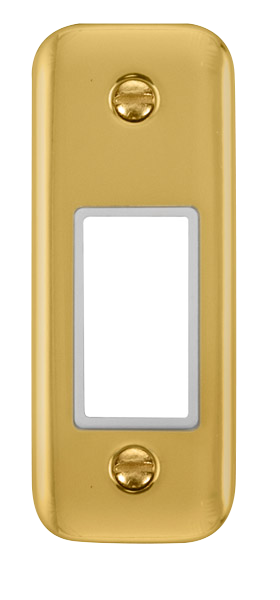 Click® Scolmore Deco Plus® DPBR471WH 1 Gang MiniGrid® Unfurnished Architrave Plate - 1 Aperture  Polished Brass White Insert