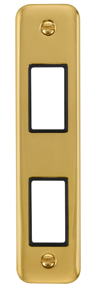 Click® Scolmore Deco Plus® DPBR472BK 2 Gang MiniGrid® Unfurnished Architrave Plate - 2 Apertures  Polished Brass Black Insert