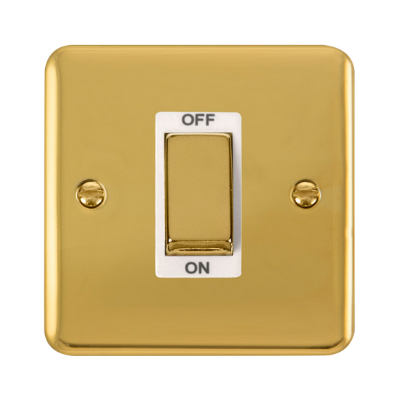 Click® Scolmore Deco Plus® DPBR500WH 45A Ingot 1 Gang DP Switch Polished Brass White Insert