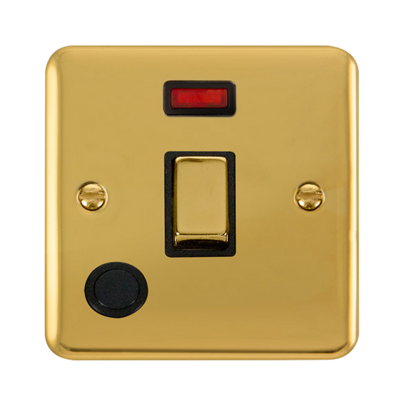Click® Scolmore Deco Plus® DPBR523BK 20A Ingot DP Switch With Neon Polished Brass Black Insert
