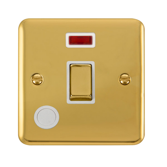 Click® Scolmore Deco Plus® DPBR523WH 20A Ingot DP Switch With Neon  Polished Brass White Insert