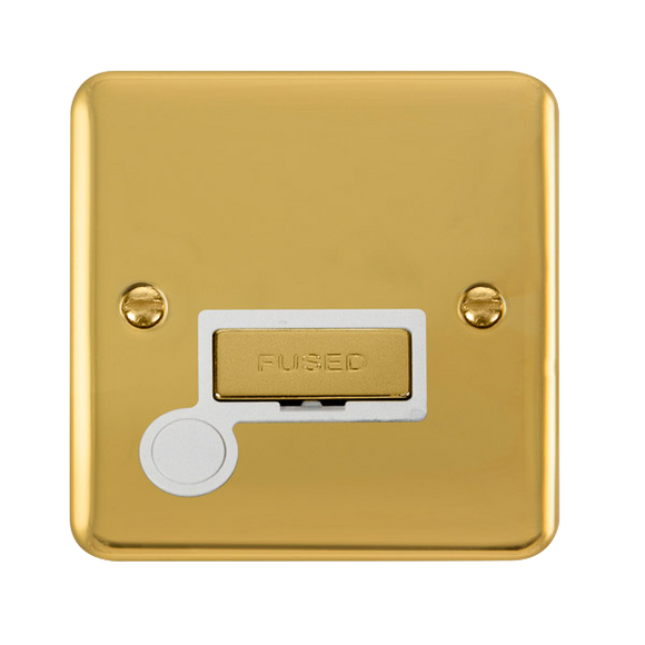 Click® Scolmore Deco Plus® DPBR550WH 13A Ingot Fused Connection Unit Polished Brass White Insert