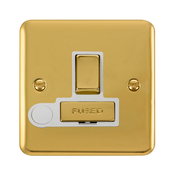Click® Scolmore Deco Plus® DPBR551WH 13A Ingot DP Switched Fused Connection Unit Polished Brass White Insert