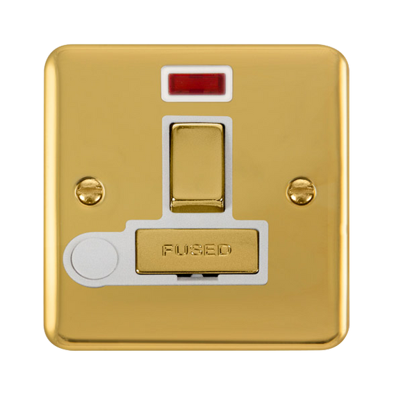 Click® Scolmore Deco Plus® DPBR552WH 13A Ingot DP Switched Fused Connection Unit With Neon Polished Brass White Insert