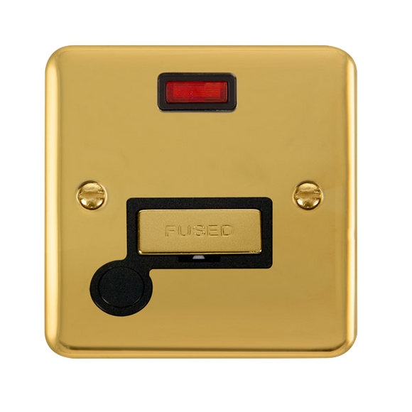 Click® Scolmore Deco Plus® DPBR553BK 13A Ingot Fused Connection Unit With Neon Polished Brass Black Insert